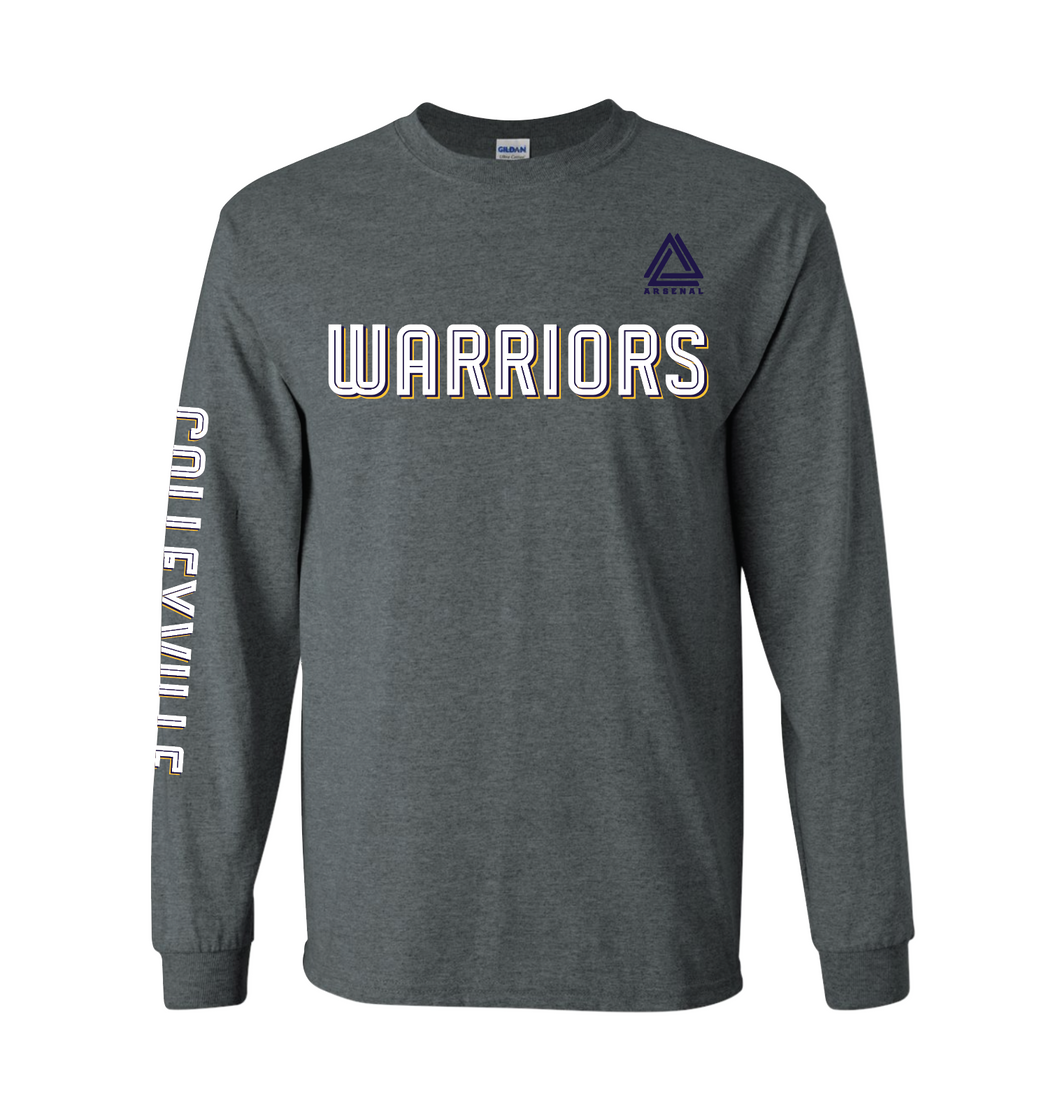 WARRIORS LS Team Tee in Charcoal Htr